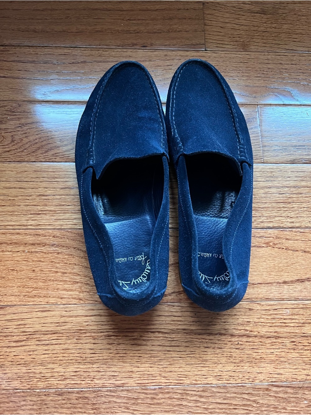 Santoni Men’s Suede Loafers Size US 8.5 Navy Blue Suede Leather